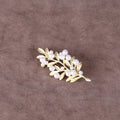 Matte Gold Pearl Leaf Branch Brooch White Pearl Accents view 4