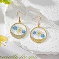 Blue Forget-Me-Not Resin Drop Earrings Gold Frames 5 Styles view 7