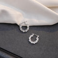 Silver Tone Scalloped Hoop Earrings Pearl Gray And White view 7