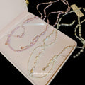 Silver Tone Long Beaded Station Necklace With Pearl Drop view 4