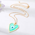 Gold Tone Large Heart Resin Evil Eye Pendant Necklaces view 4