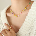 Gold Multicolor Enamel Daisy Flower Charm Collar Necklace view 4
