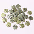 Tiny Handmade Flower Tag Charms in Mixed Metal Tones view 2