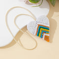 Beaded White Heart Pendant with Colorful Chevron Design view 3