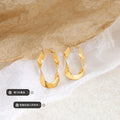 Twisted Geometric Open Hoop Earrings Gold And Steel Finish view 2