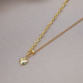 Gold Dual Chain Heart Pendant Necklace Layered Clavicle view 1