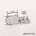 Square Pave Clear Crystal Stud Earrings Polished Jewelry Accessory view 4