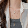 Silver Tone Pearl Pendant Layered Necklaces Statement Jewelry view 1