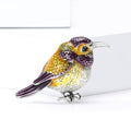Enamel Songbird Brooch Silver Tone Scale Feathers Pin view 2