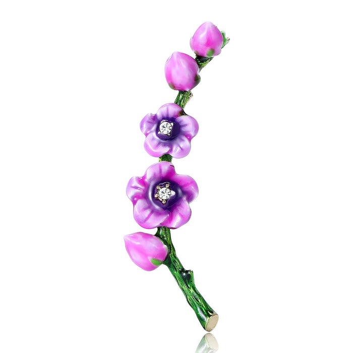 Enamel Plum Blossom Branch Brooch Purple Pink Blue