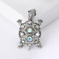 Rhinestone Turtle Brooch in Green Blue Silver Gold view 8
