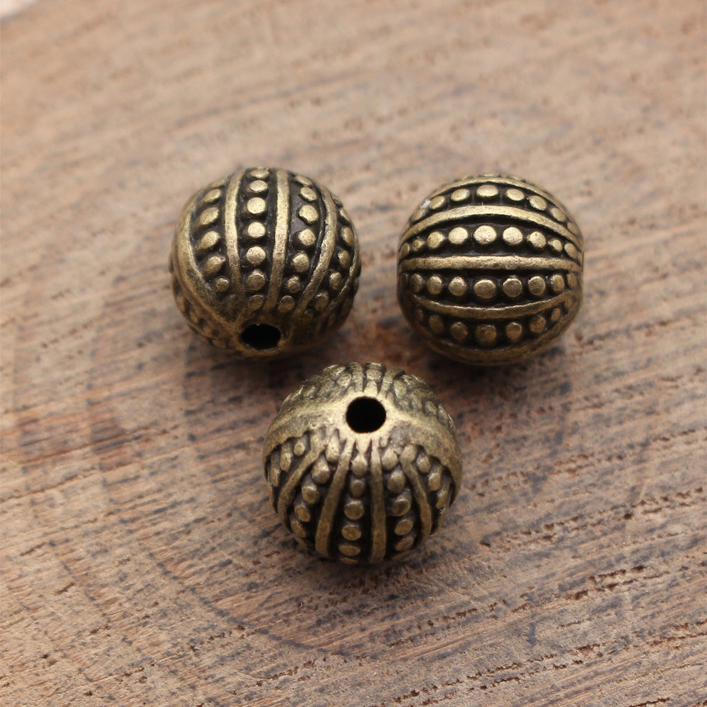 10x10x10mm 3.5g Multicolor Zinc Alloy Dotted Texture Round Ball Loose Metal Beads for DIY Jewelry