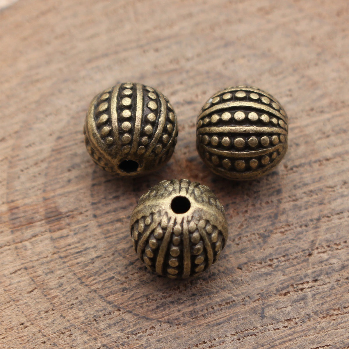 10x10x10mm 3.5g Multicolor Zinc Alloy Dotted Texture Round Ball Loose Metal Beads for DIY Jewelry