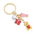 Valentine Charm Cluster Keychain with Enamel Hearts and Pearl Accent view 5