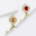 Elegant Crystal Calla Lily Stem Brooch in Yellow or Pink view 4