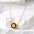 Gold Tone Small Round Enamel Evil Eye Pendant Necklaces view 2