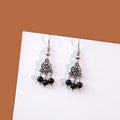 Red and Black Bead Antique Silver Dreamcatcher Hook Earrings view 7