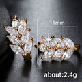 Marquise Leaf Wheat Huggie Earrings Gold Silver Tones view 5