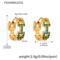 Gold Square Link Zircon Mini Huggie Earrings Colors view 6