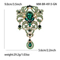 Large Glass Drop Court Brooch Gold Tone Crystal Pendant Pin view 9