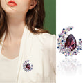Large Teardrop Crystal Swirl Brooch in Purple and Blue view 2
