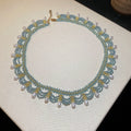 Beaded Scallop Collar Necklaces in Five Pictured Color Designs view 4
