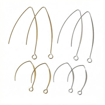 Long V-Shaped Wire Earring Hooks in Gold and Silver Tones
