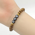 Dad Letter Wood Bead Stretch Bracelet Gold Spacer Beads view 4