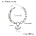 Gold Steel Cuban Chain Heart Charm Titanium Steel Bracelets view 7