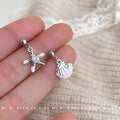 Silver-Tone Mismatched Starfish Shell Drop Earrings view 4
