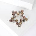 Open Five Point Crystal Star Brooch with Multicolor Stones view 3