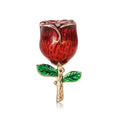 Mini Enamel Rose Brooch Red and Purple with Gold Stem view 5