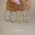 Gold Textured Double Hoop Statement Earrings Jewelry Accessory view 2