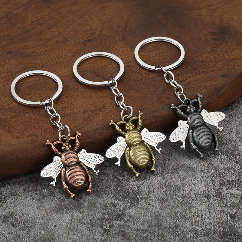 Minimalist Bee Zinc Alloy Keychain Pendant Gift Accessory