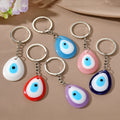 Silver Tone Teardrop Resin Evil Eye Split Ring Keychains view 1