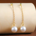 Pearl Look Ball Gold Chain Extra Long Stud Earrings view 4