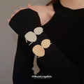 Double Loop Irregular Pebble Hinged Bracelet In Gold Or Silver Tone view 2