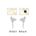 Silver Phoenix Bird Drop Earrings Clear Zircon Accents view 3
