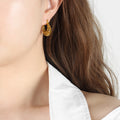 Hollow Lattice Geometric Hoop Earrings Gold Or Silver Tone view 6