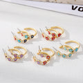 Gold Tone Crystal Enamel Heart Evil Eye Hoop Earrings in Five Colors view 1