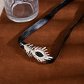 Black Ribbon Silver Feather Tribal Forehead Headband view 2