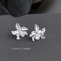 Silver Liquid Flower Crystal Teardrop Stud Earrings view 4