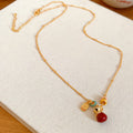 Gold Red Fortune Bag Necklace and Stud Earrings Variants view 6