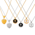 Gold Silver Heart Locket And Cross Coin Pendant Necklaces view 5