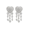 Crystal Heart Tassel Earrings in Polished Statement Design view 5