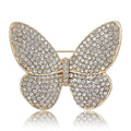 Pavé Crystal Butterfly Brooch With Polished Metal And Sculpted Decorative Details view 1