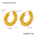 Gold Textured Hoop Earrings Mesh Disc Scale Bead Styles view 7