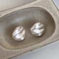 Silver Tone Ripple Stud Earrings In Round And Square Shapes view 6