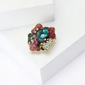 Mixed Color Rhinestone Flower Cluster Brooch With Teardrop Center view 3