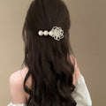 Pearl Flower Multi Tooth Hair Comb Blue Denim White view 3